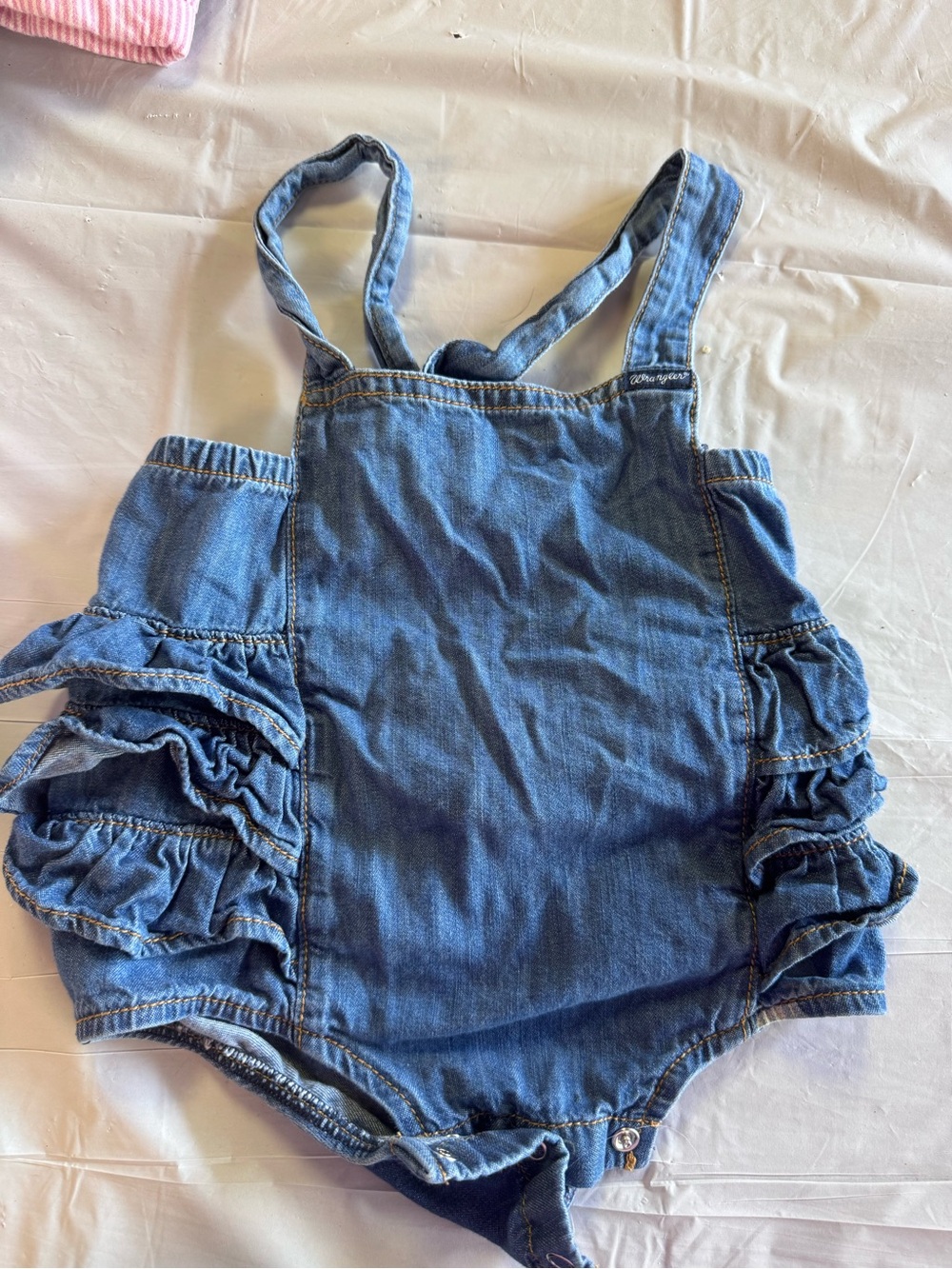 Wrangler Blue Denim Ruffle Romper - Kids
